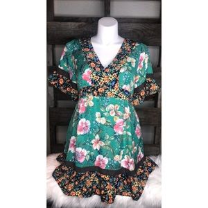 Umgee Green Floral Dress